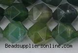 CAG9972 15.5 inches 12mm faceted nuggets moss agate beads