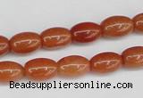 CAJ150 15.5 inches 8*12mm rice red aventurine jade beads