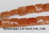 CAJ154 15.5 inches 10*10mm square red aventurine jade beads