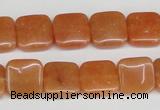 CAJ155 15.5 inches 12*12mm square red aventurine jade beads