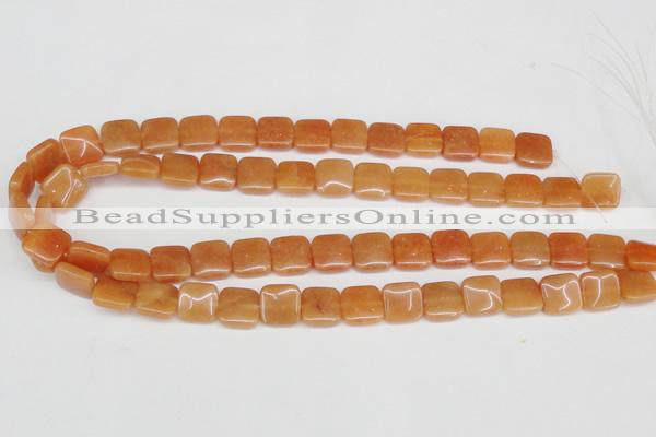 CAJ155 15.5 inches 12*12mm square red aventurine jade beads