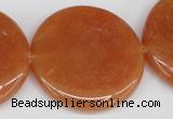 CAJ169 15.5 inches 35mm flat round red aventurine jade beads