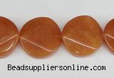 CAJ170 15.5 inches 20mm faceted coin red aventurine jade beads