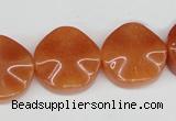 CAJ171 15.5 inches 20mm wavy coin red aventurine jade beads