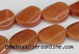 CAJ172 15.5 inches 13*18mm twisted oval red aventurine jade beads