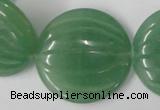 CAJ307 15.5 inches 35mm carved coin green aventurine jade beads