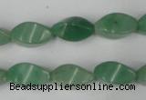 CAJ310 15.5 inches 8*16mm twisted tetrahedron green aventurine jade beads