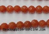 CAJ362 15.5 inches 8mm faceted round red aventurine beads wholesale