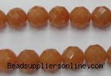 CAJ363 15.5 inches 10mm faceted round red aventurine beads wholesale