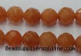 CAJ364 15.5 inches 12mm faceted round red aventurine beads wholesale