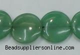 CAJ55 15.5 inches 20mm flat round green aventurine jade beads wholesale