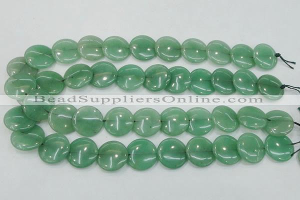 CAJ55 15.5 inches 20mm flat round green aventurine jade beads wholesale