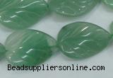 CAJ56 15.5 inches 18*25mm twisted leaf green aventurine jade beads