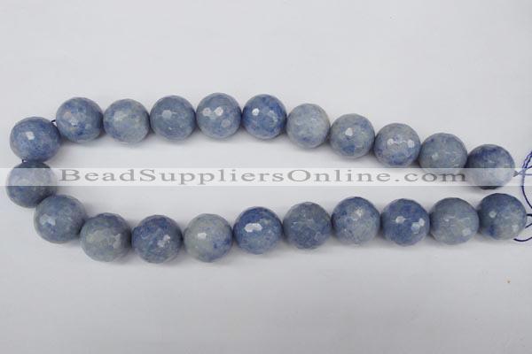 CAJ567 15.5 inches 18mm faceted round blue aventurine beads wholesale