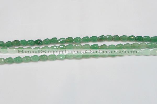 CAJ638 15.5 inches 8*10mm faceted teardrop green aventurine beads