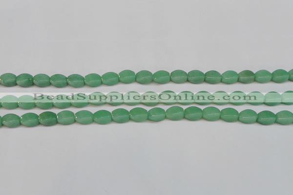 CAJ665 15.5 inches 8*12mm twisted rice green aventurine beads