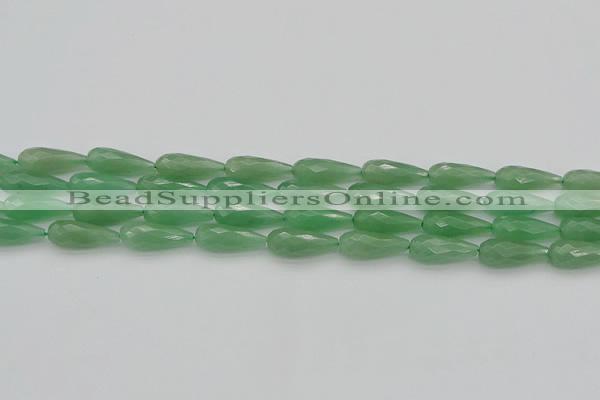 CAJ706 15.5 inches 8*20mm faceted teardrop green aventurine beads