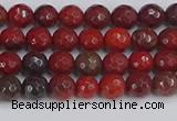 CAJ758 15.5 inches 4mm faceted round apple jasper beads