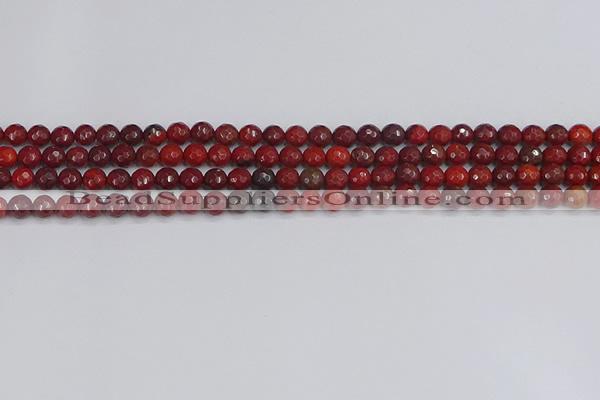 CAJ758 15.5 inches 4mm faceted round apple jasper beads