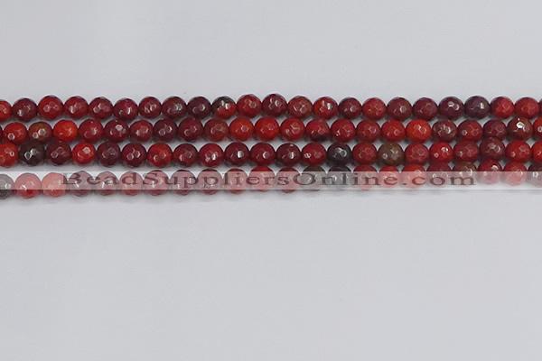 CAJ759 15.5 inches 6mm faceted round apple jasper beads