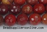 CAJ761 15.5 inches 10mm faceted round apple jasper beads