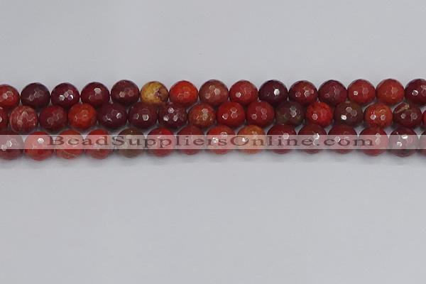 CAJ761 15.5 inches 10mm faceted round apple jasper beads