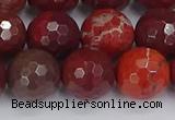 CAJ762 15.5 inches 12mm faceted round apple jasper beads