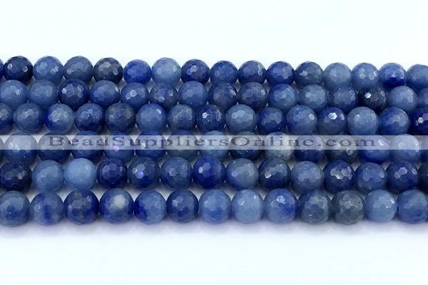 CAJ855 15 inches 8mm faceted round blue aventurine beads