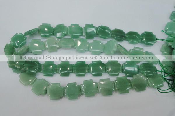 CAJ88 15.5 inches 20*20mm cross green aventurine beads wholesale