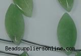 CAJ90 Top-drilled 15*35mm carved leaf green aventurine beads wholesale