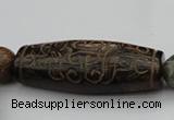 CAL03 14.5 inches 25*60mm carved drum agalmatolite beads