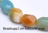 CAM11 faceted pebble 7*12mm natural amazonite beads Wholesale