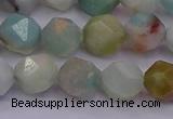 CAM1413 15.5 inches 10mm faceted nuggets amazonite gemstone beads