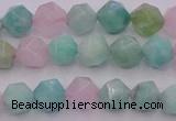 CAM1441 15.5 inches 6mm faceted nuggets amazonite & rose quartz beads