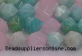 CAM1443 15.5 inches 10mm faceted nuggets amazonite & rose quartz beads