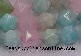 CAM1444 15.5 inches 12mm faceted nuggets amazonite & rose quartz beads