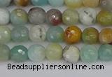 CAM1458 15.5 inches 4mm faceted round amazonite beads wholesale