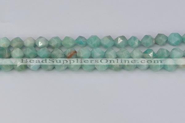 CAM1474 15.5 inches 10mm faceted nuggets Brazilian amazonite beads