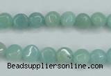 CAM151 15.5 inches 8mm flat round amazonite gemstone beads