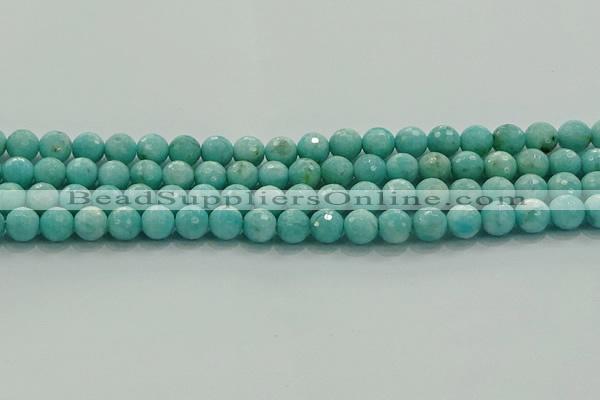 CAM1522 15.5 inches 8mm faceted round natural peru amazonite beads