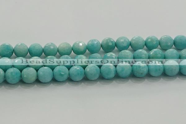 CAM1525 15.5 inches 14mm faceted round natural peru amazonite beads