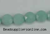 CAM155 15.5 inches 12mm faceted coin amazonite gemstone beads