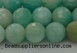 CAM1563 15.5 inches 10mm faceted round Russian amazonite beads