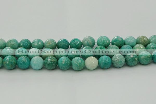 CAM1585 15.5 inches 14mm faceted round Russian amazonite beads