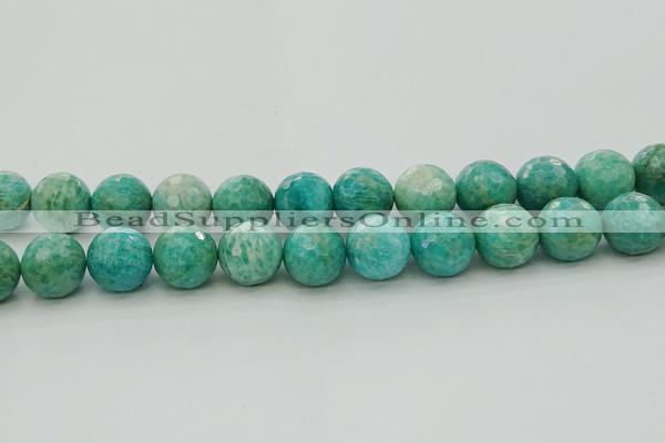 CAM1586 15.5 inches 16mm faceted round Russian amazonite beads