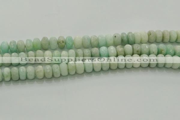 CAM1613 15.5 inches 6*10mm faceted rondelle peru amazonite beads