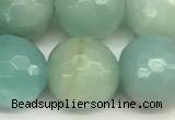 CAM1773 15 inches 12mm faceted round amazonite beads