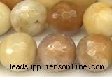 CAM1776 15 inches 8mm faceted round yellow amazonite beads