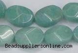 CAM411 15.5 inches 13*18mm wavy oval natural russian amazonite beads