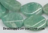 CAM414 15.5 inches 18*25mm twisted oval natural russian amazonite beads